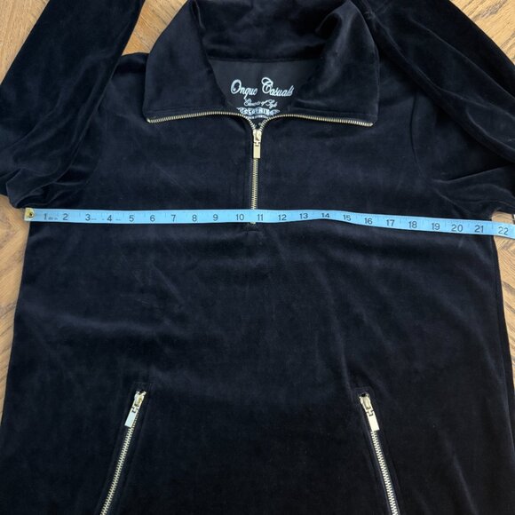 Onque Casuals Cotton Blend Black Velour Jacket With Zip Pockets - Picture 8 of 12